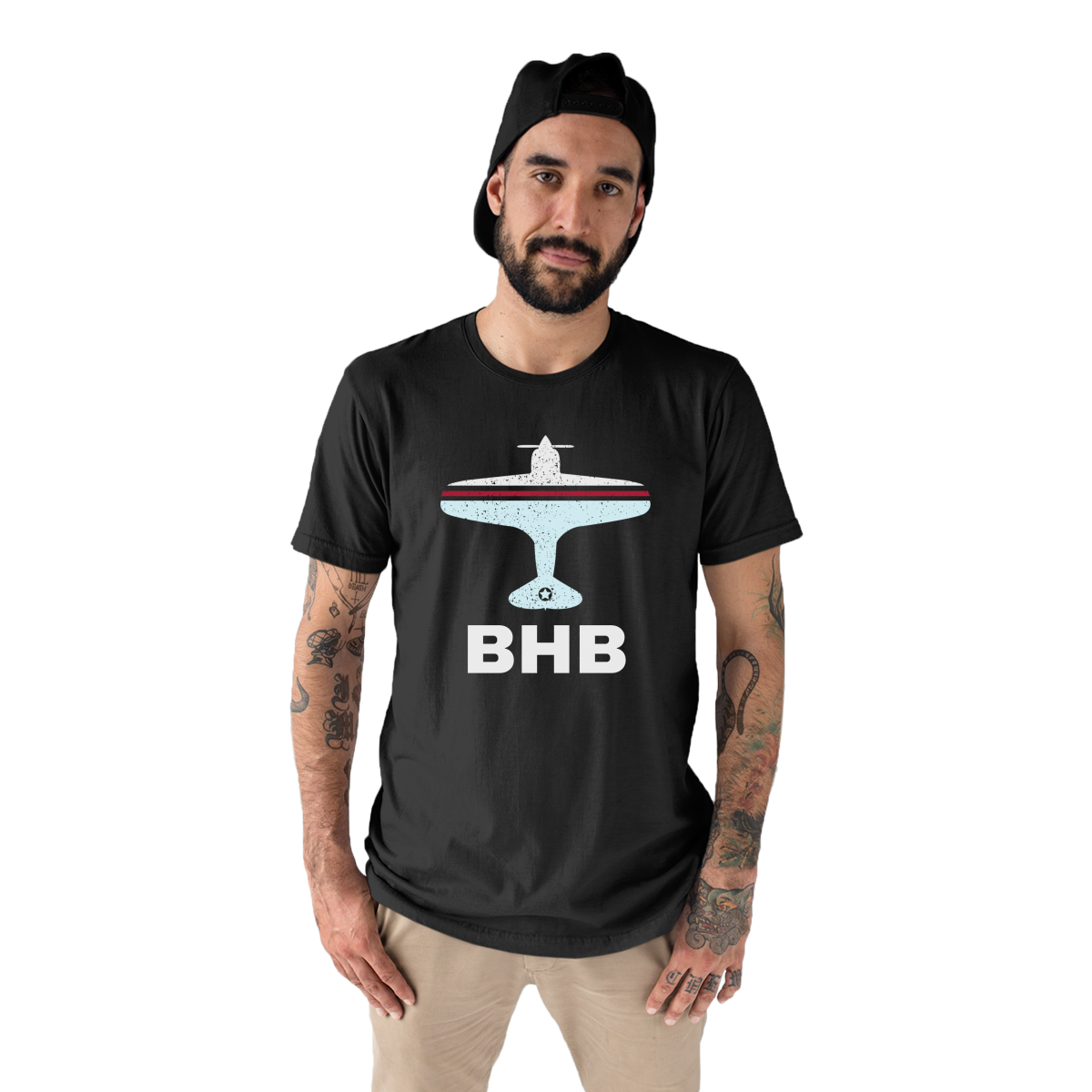 Fly Bar Harbor BHB Airport Men's T-shirt | Black