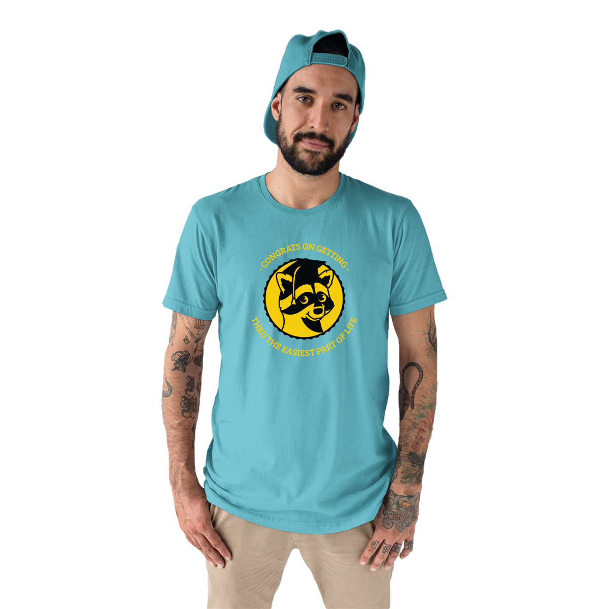 Congrats On Getting Thru The Easiest Part Of Life Men's T-shirt | Turquoise