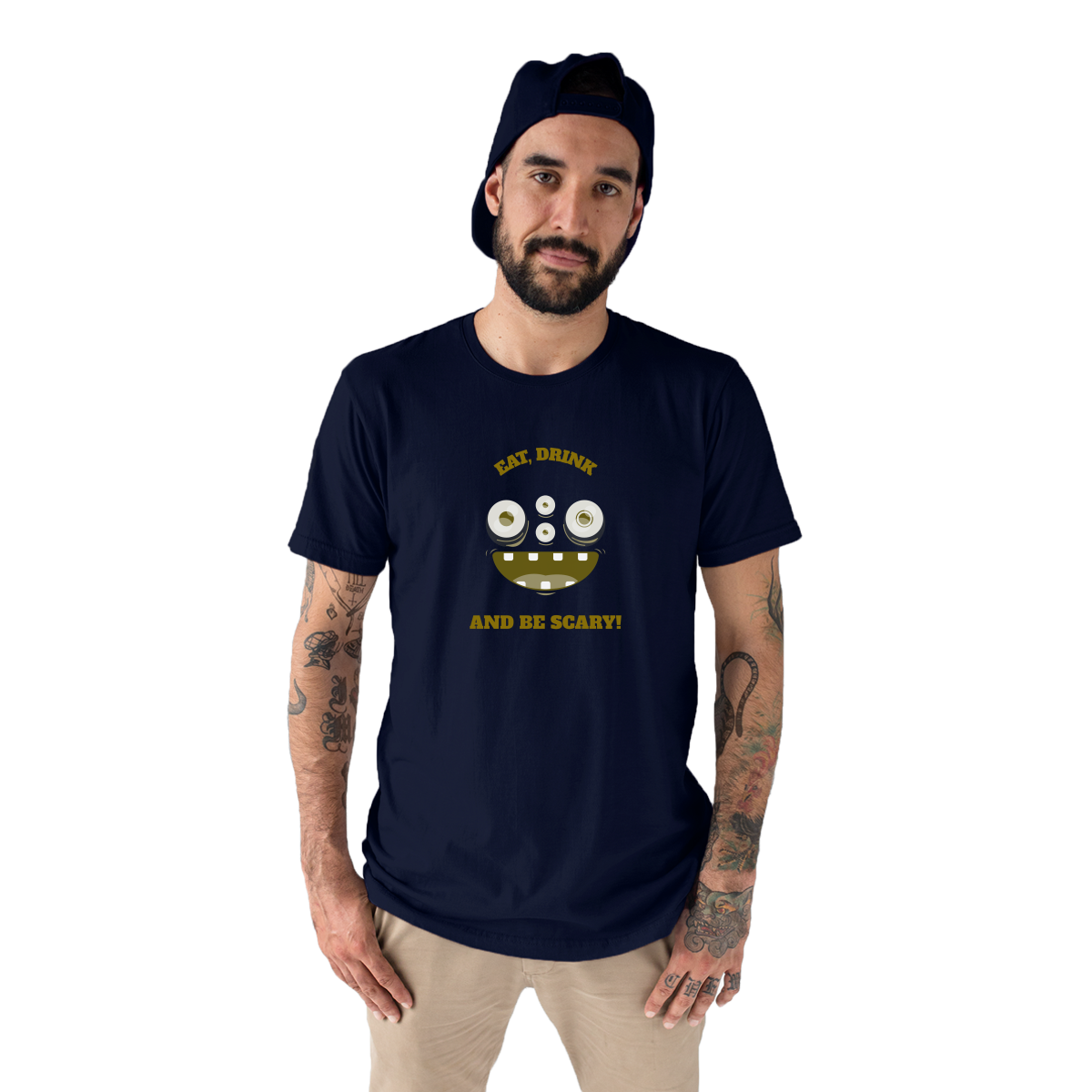 Eat, Drink and Be Scary! Men's T-shirt | Navy