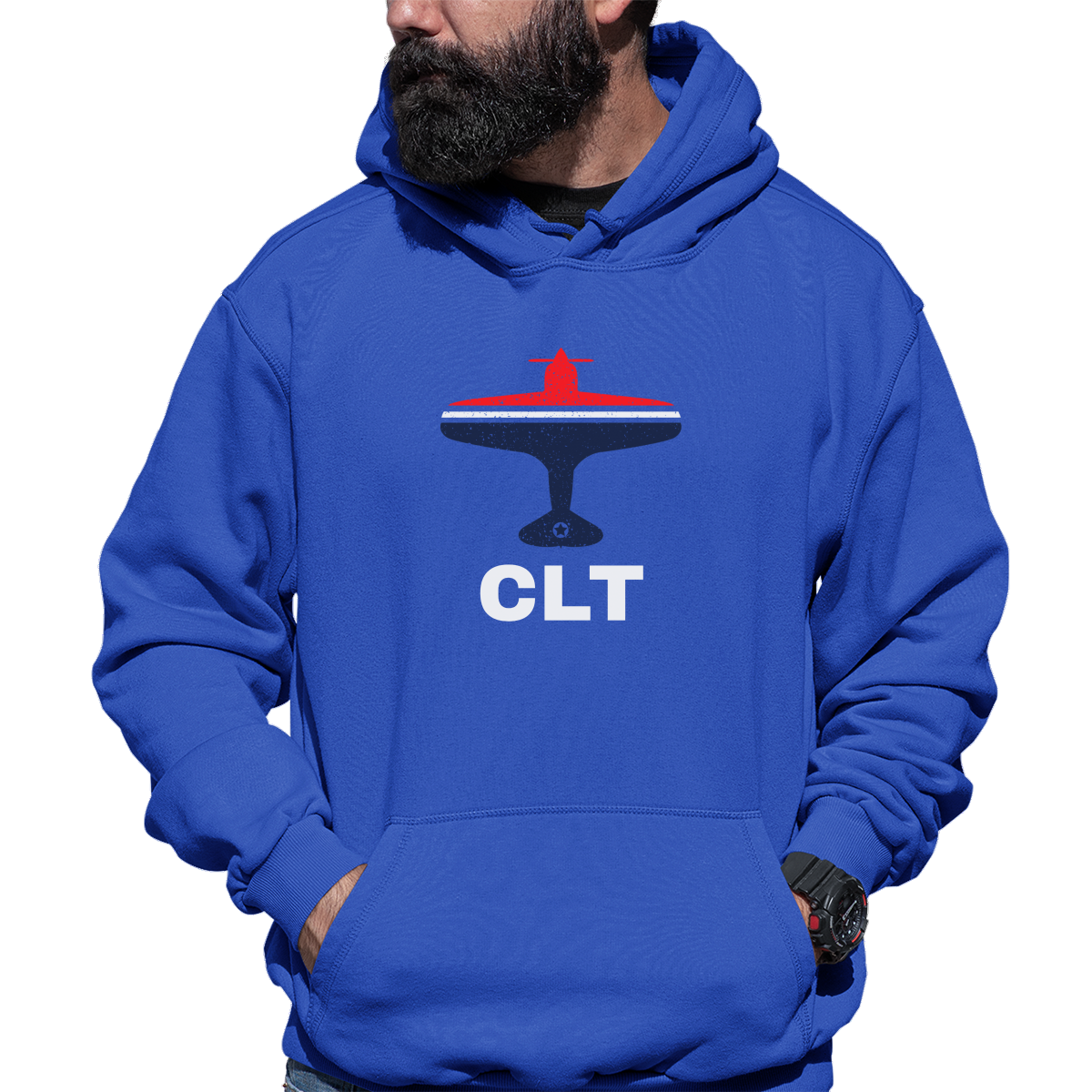 Fly Charlotte CLT Airport Unisex Hoodie | Blue