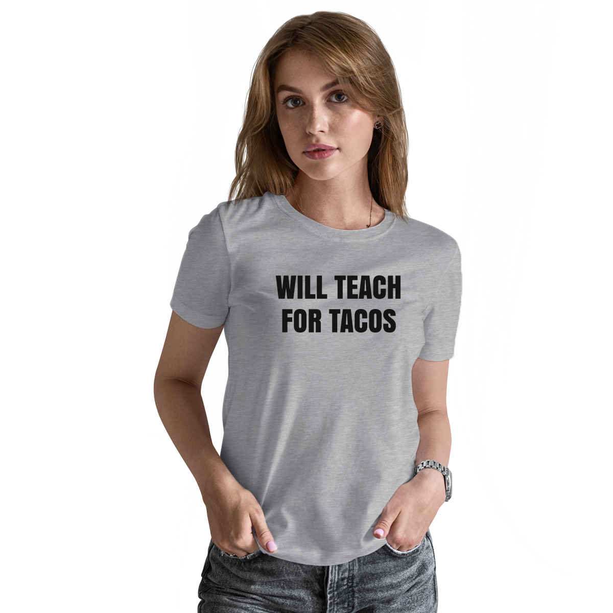 Will Teach For Tacos Women's T-shirt | Gray