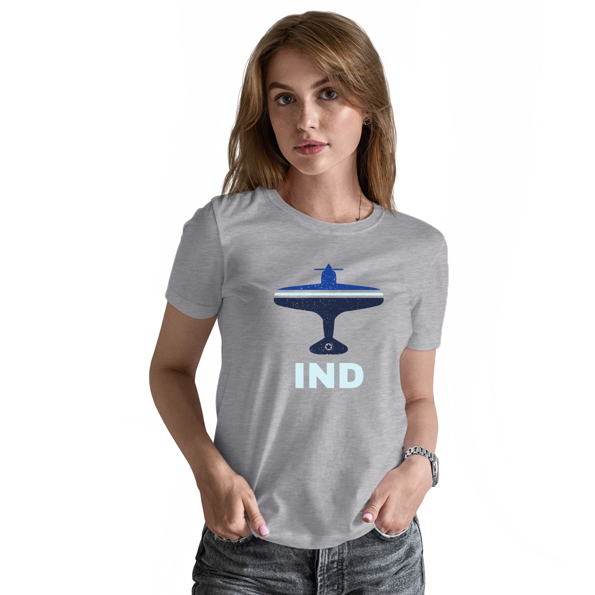 Fly Indianapolis IND Airport Women's T-shirt | Gray