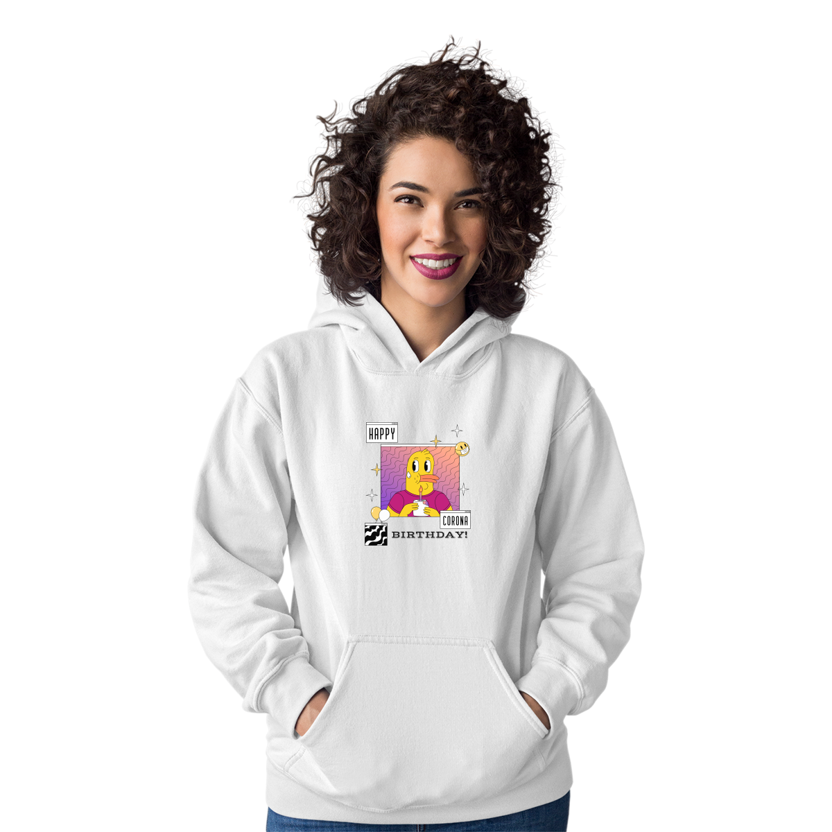 Happy Corona Birthday Unisex Hoodie | White