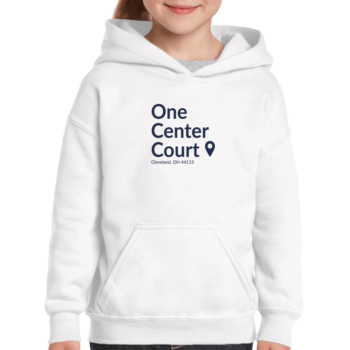 Cleveland Basketball Stadium Kids Hoodie | White