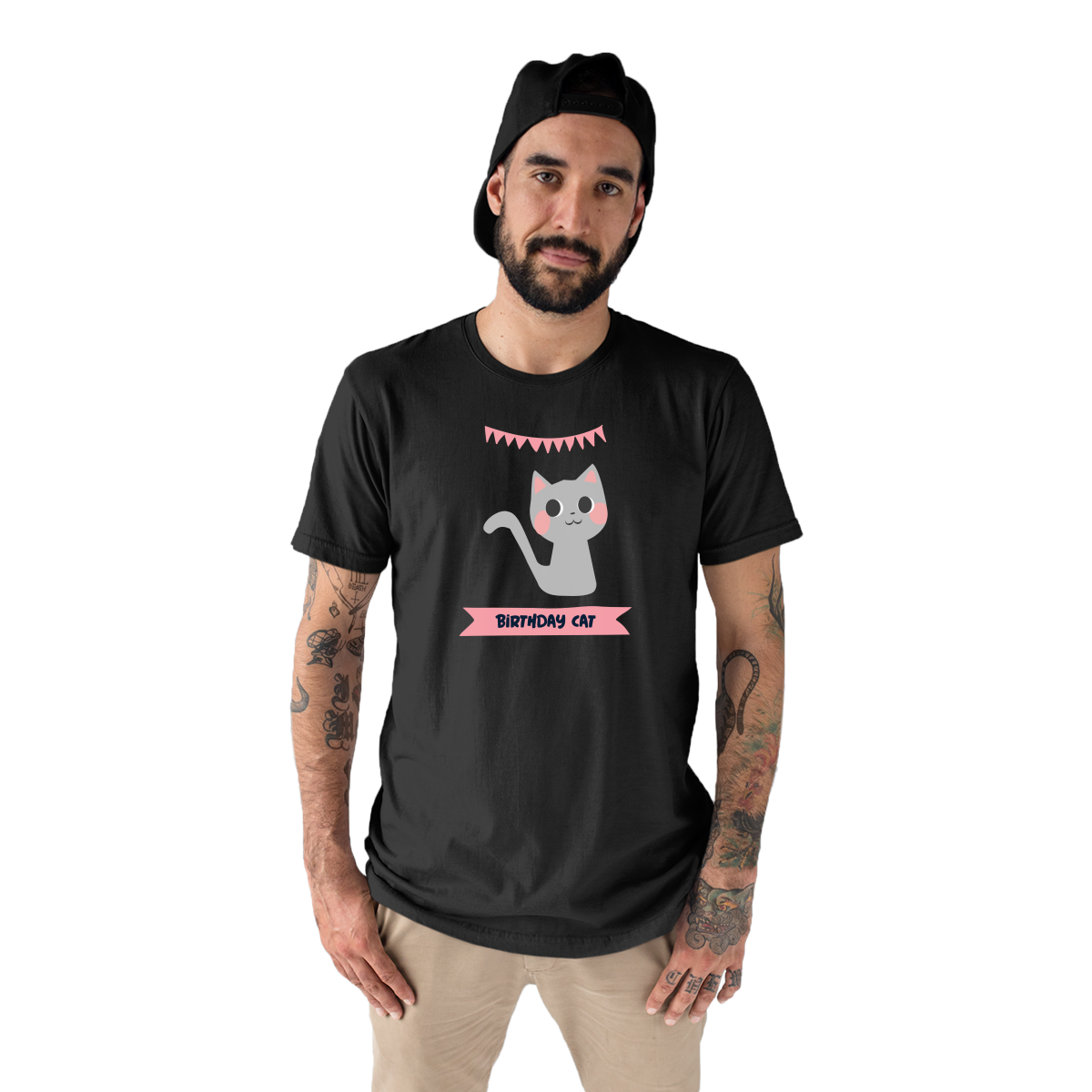 Birthday Cat Men's T-shirt | Black