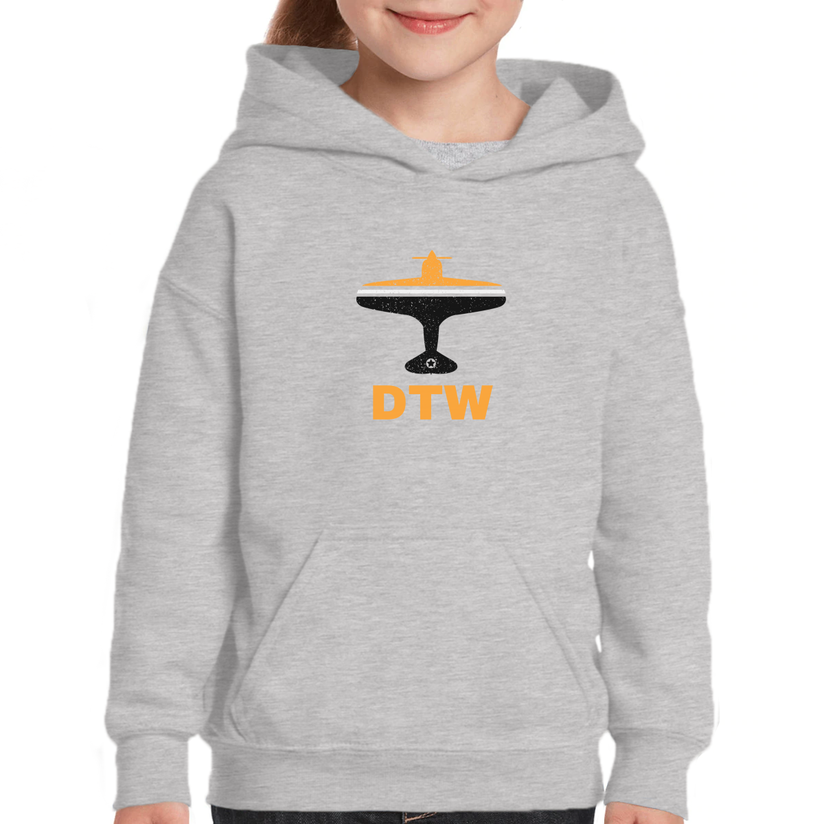 Fly Detrorit DTW Airport Kids Hoodie | Gray