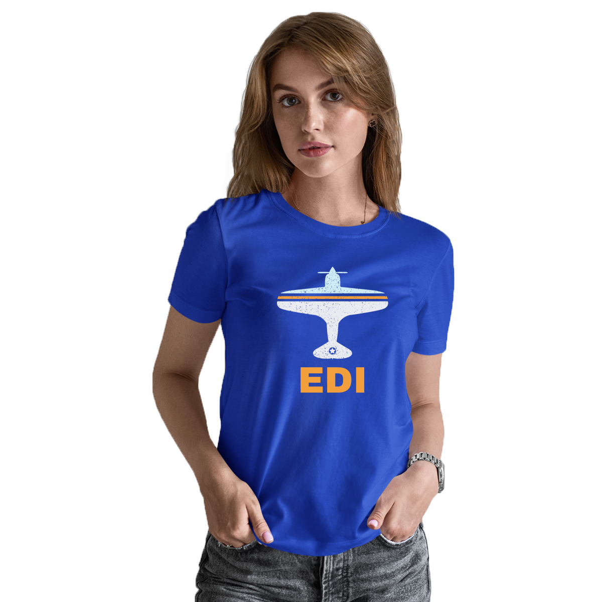 Fly Edinburgh EDI Airport Women's T-shirt | Blue