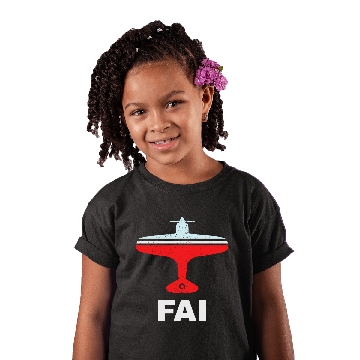 Fly Fairbanks FAI Airport Kids T-shirt | Black