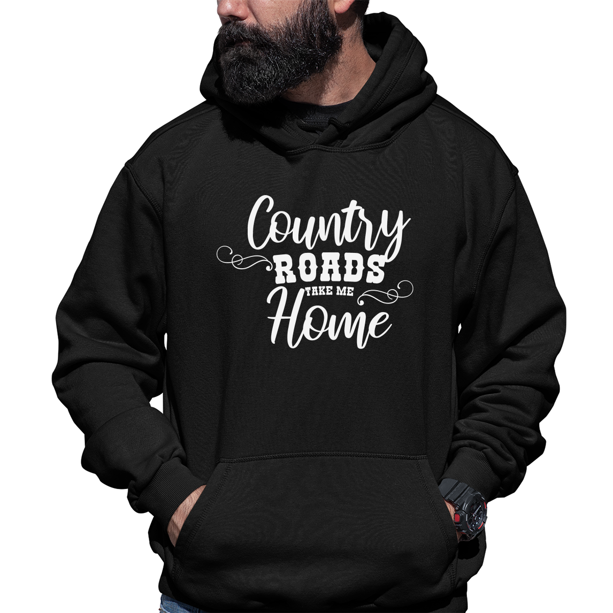 Country Roads Take Me Home Unisex Hoodie | Black