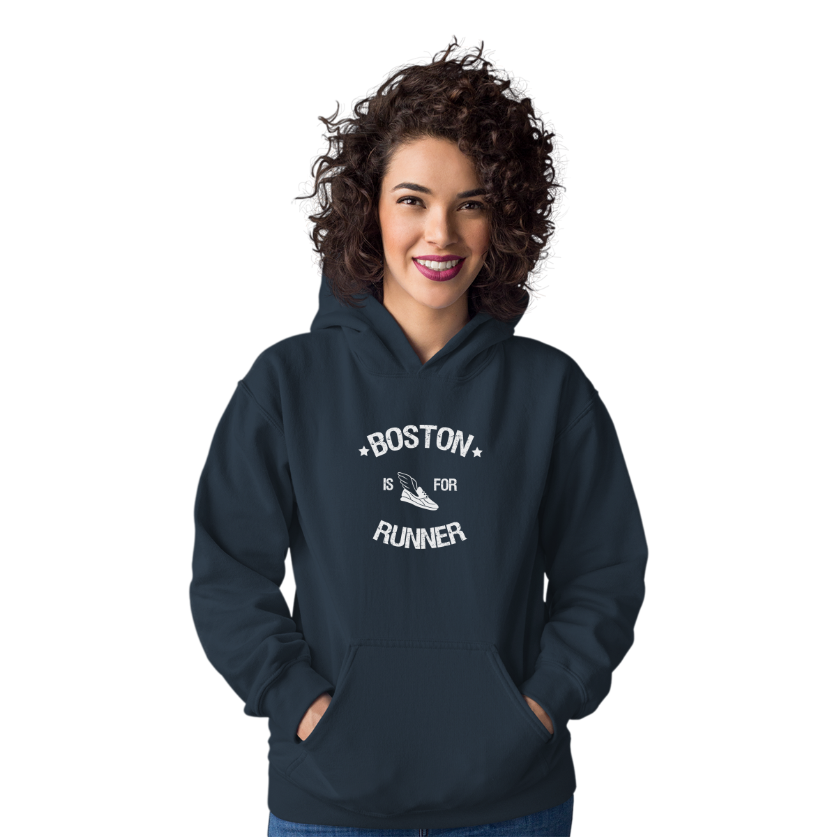 Boston Is For Runners Unisex Hoodie | Navy