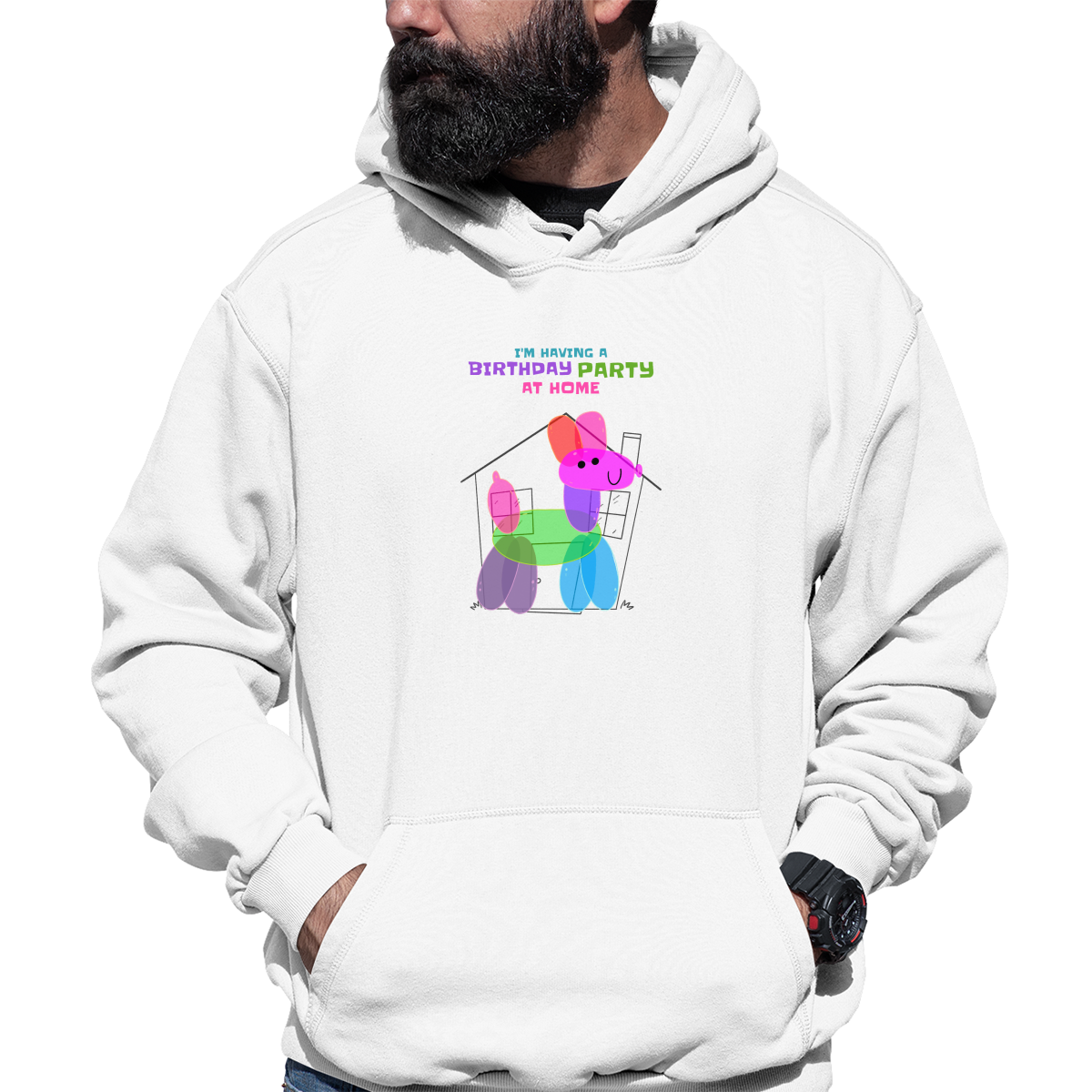 I'm having a birthday party at home  Unisex Hoodie | White