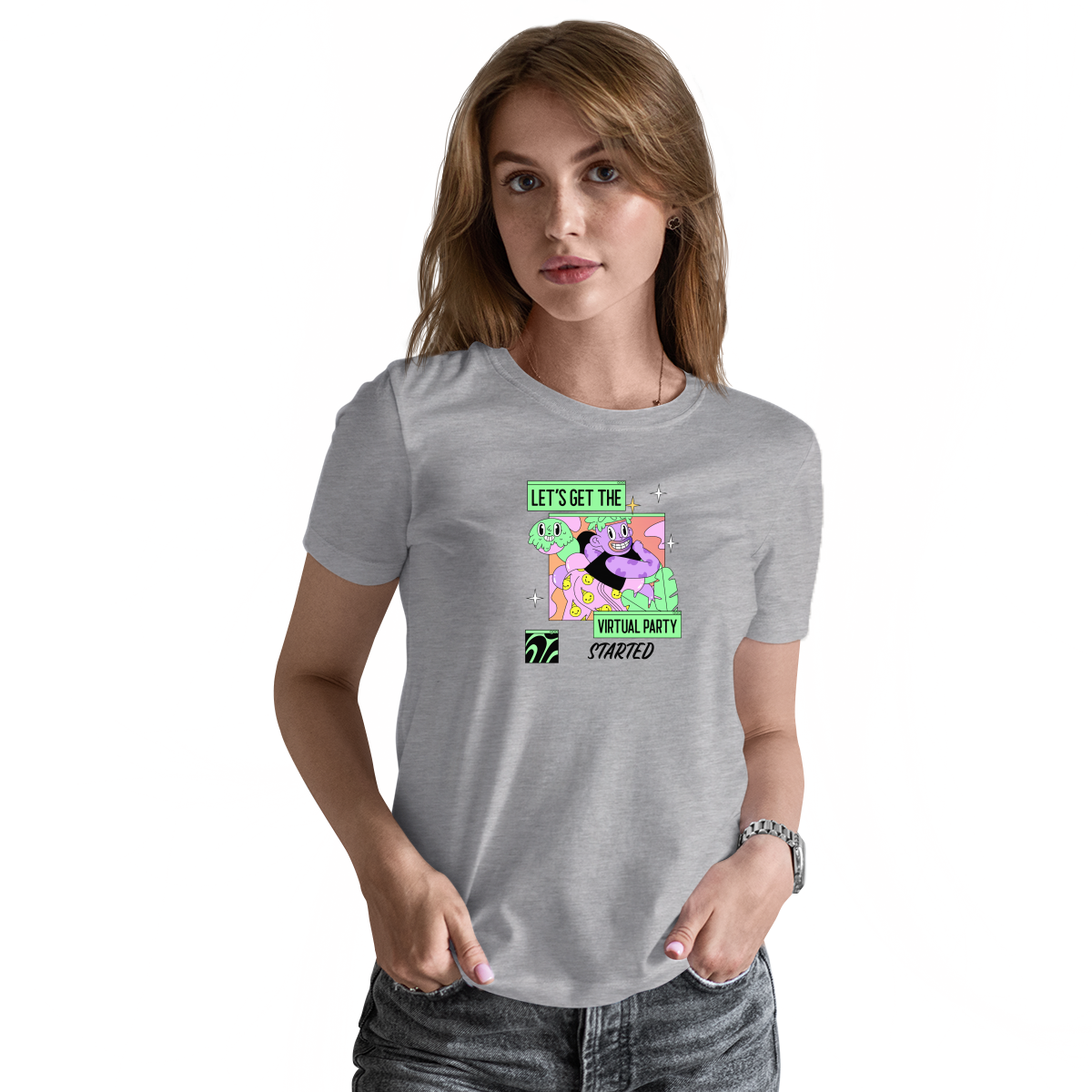 Let's get the virtual party started Women's T-shirt | Gray