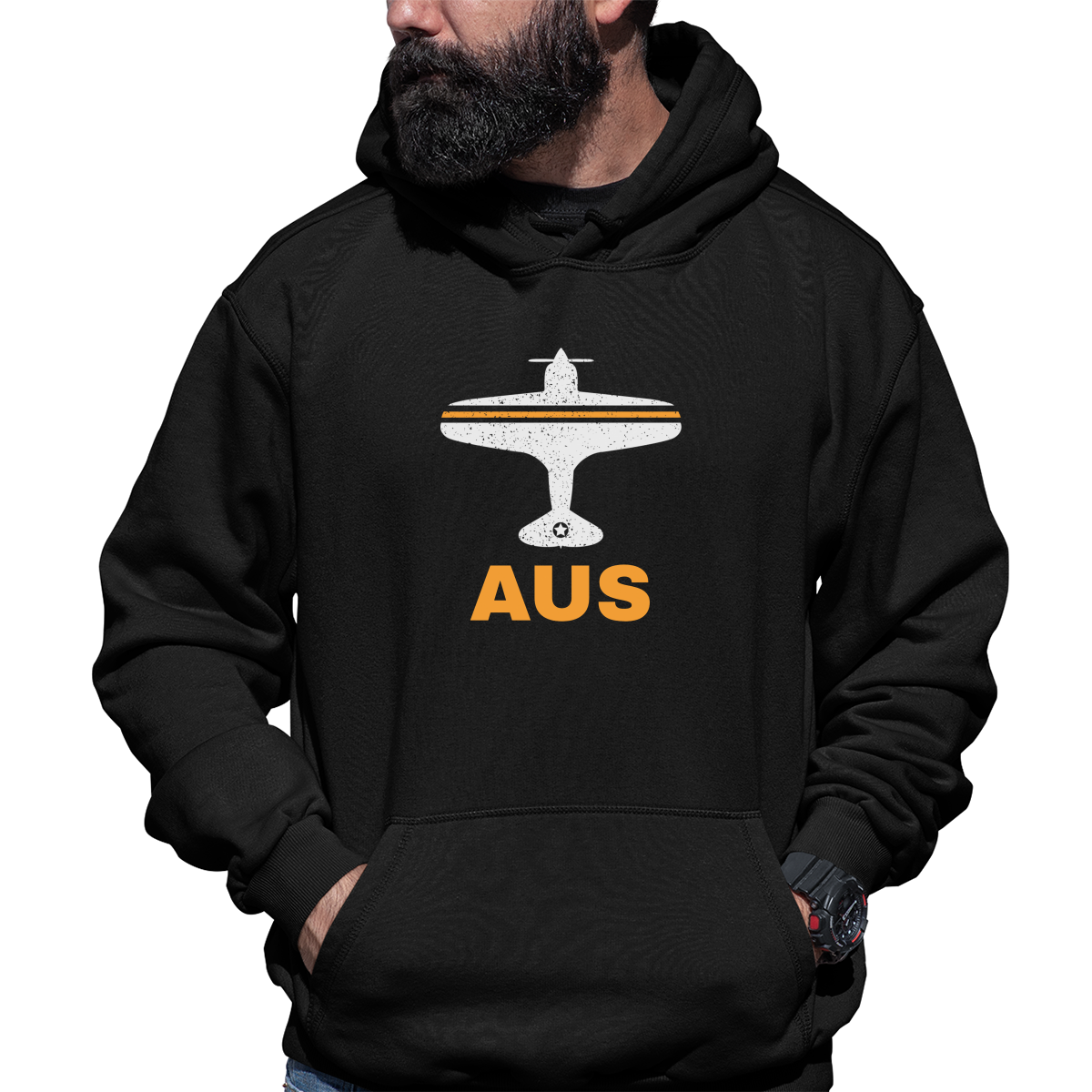 Fly Austin AUS Airport Unisex Hoodie | Black