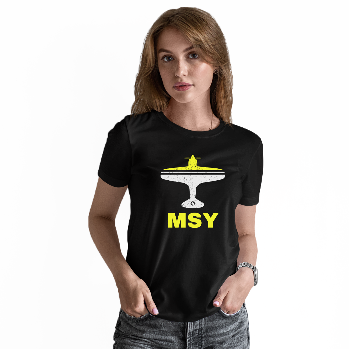 Fly New Orleans MSY Airport Women's T-shirt | Black