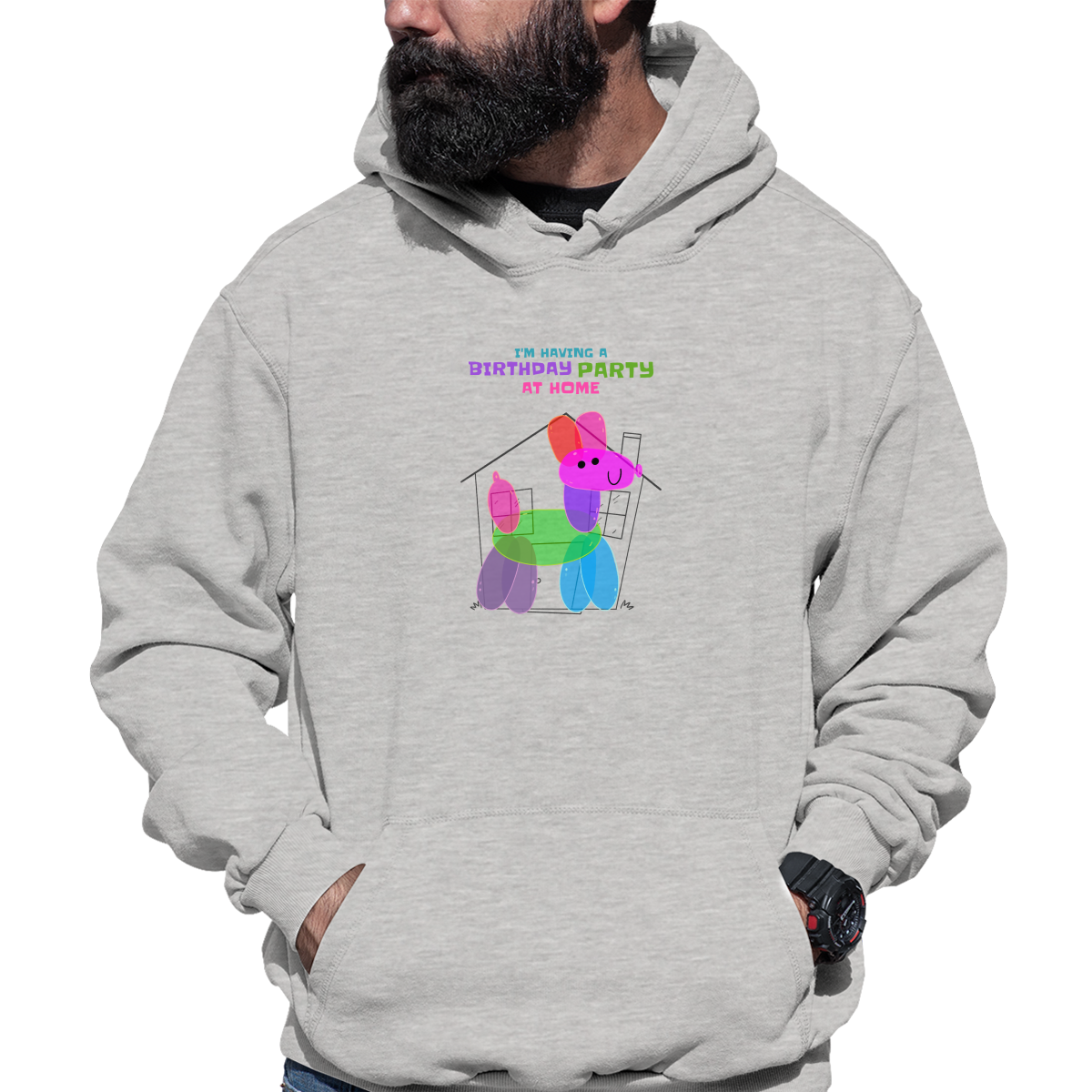 I'm having a birthday party at home  Unisex Hoodie | Gray