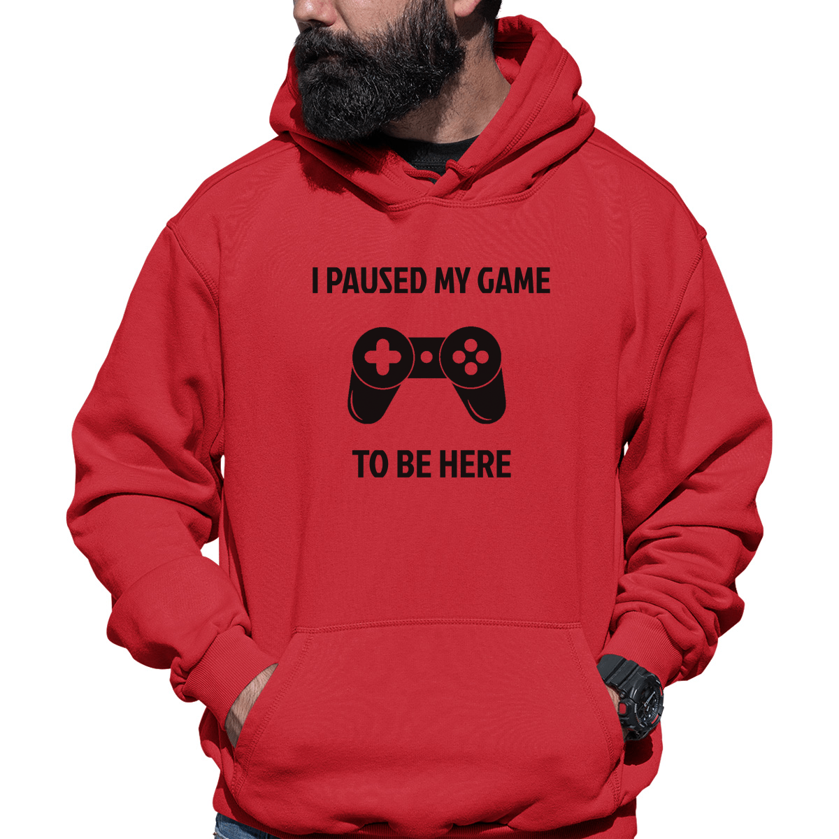 I Paused My Game To Be Here Unisex Hoodie | Red