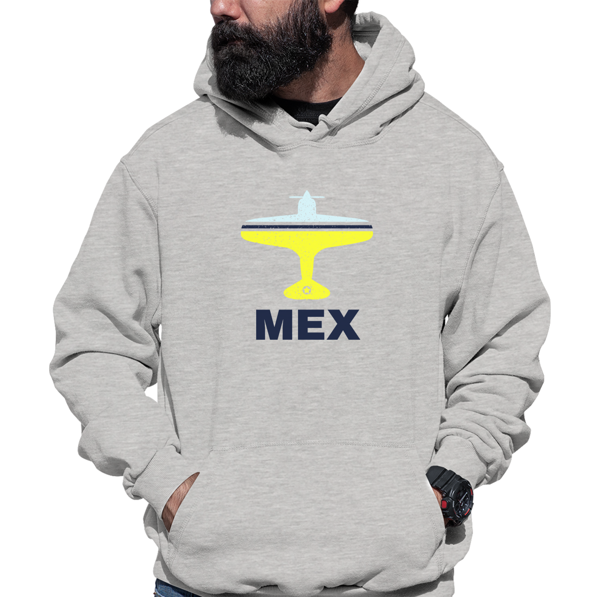 Fly Mexico City MEX Airport  Unisex Hoodie | Gray