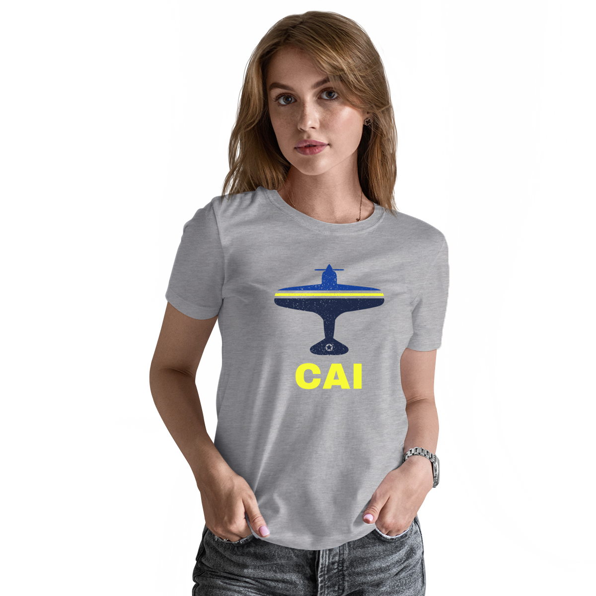 Fly Cairo CAI Airport Women's T-shirt | Gray