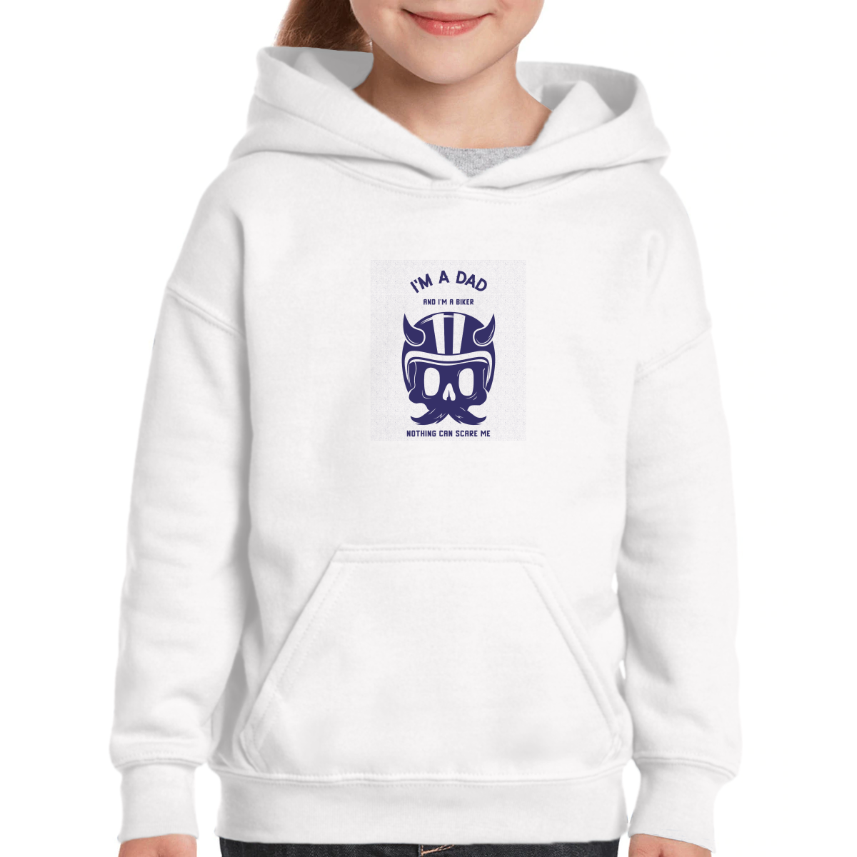 I'm a dad and a biker Kids Hoodie | White