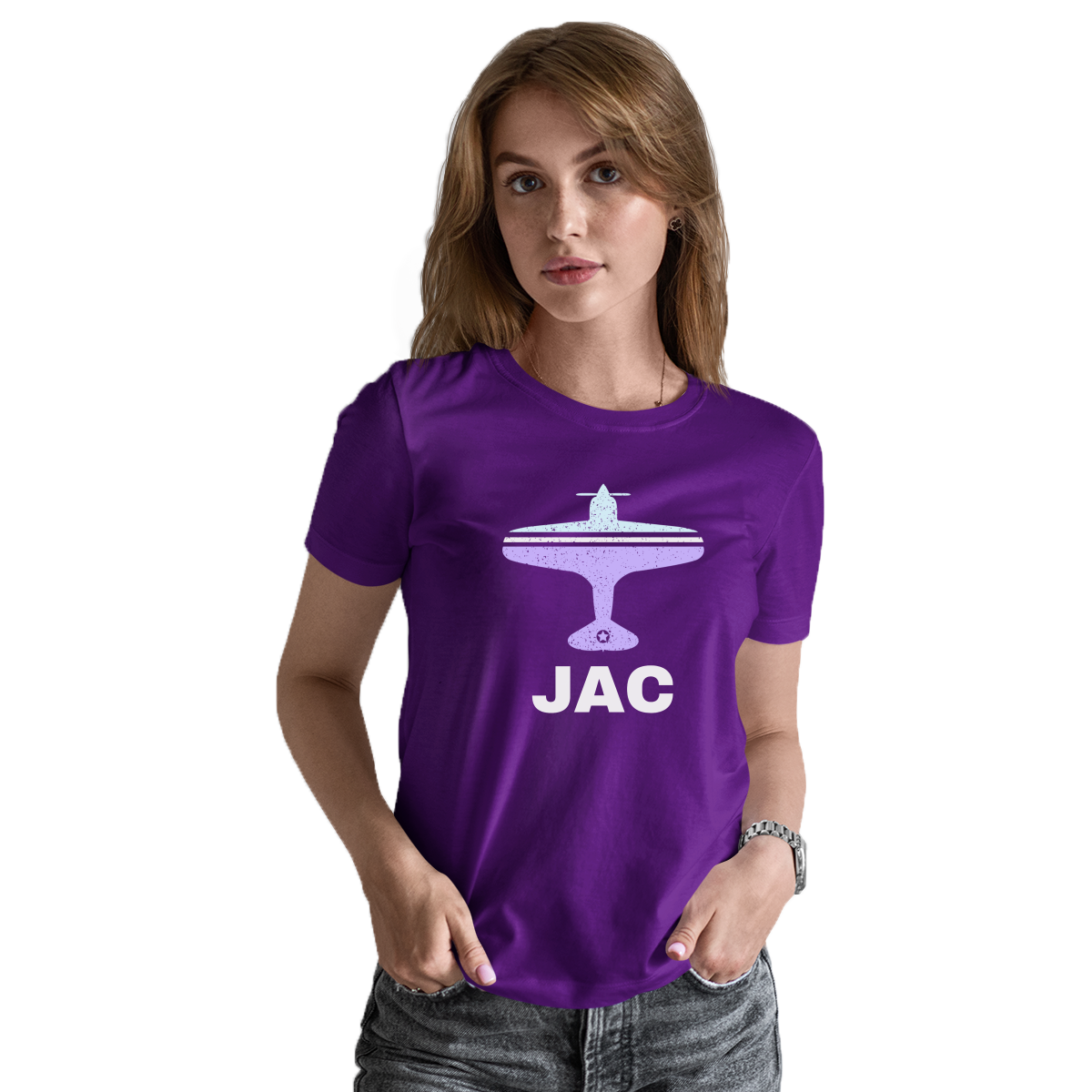 Fly Jackson Hole JAC Airport Women's T-shirt | Purple