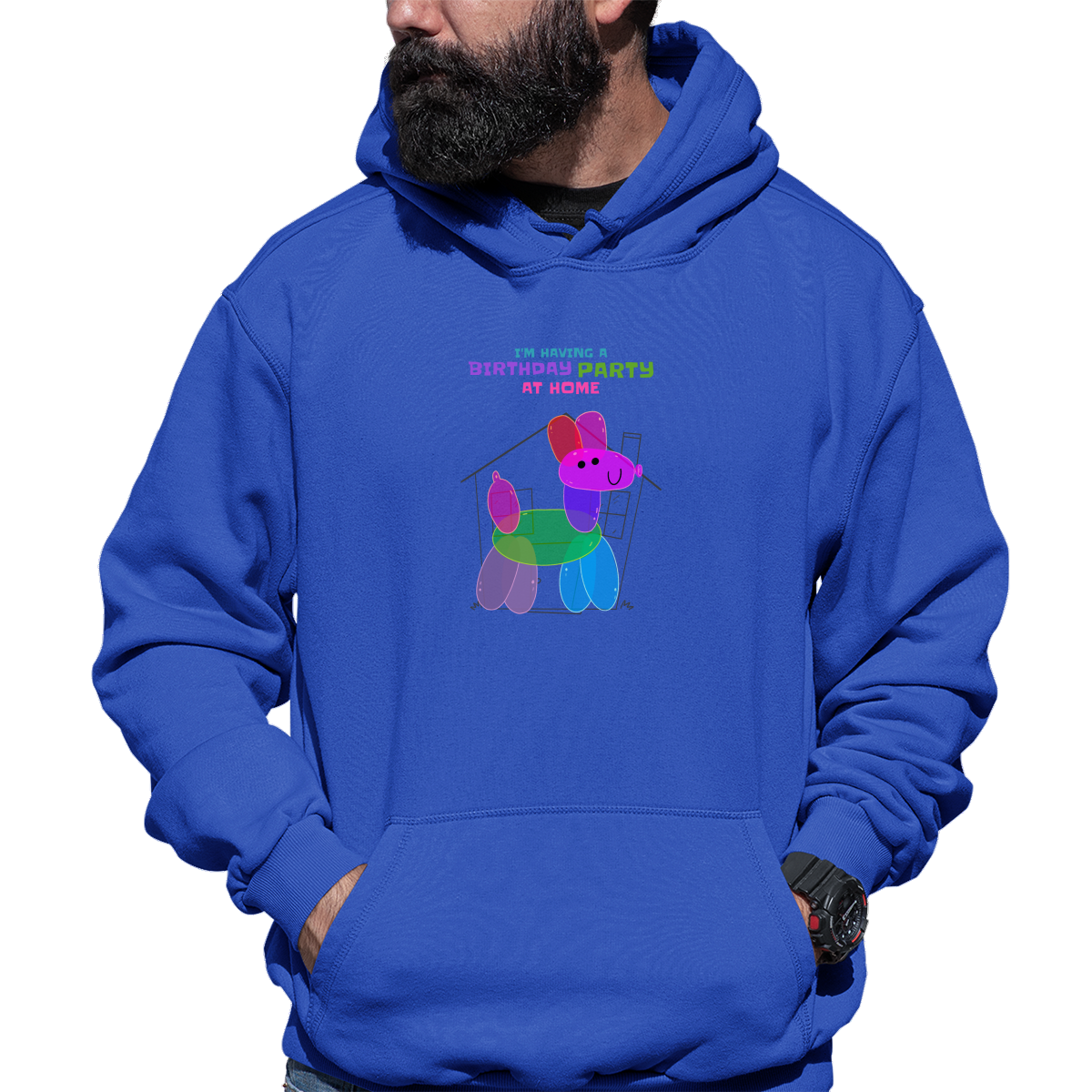 I'm having a birthday party at home  Unisex Hoodie | Blue