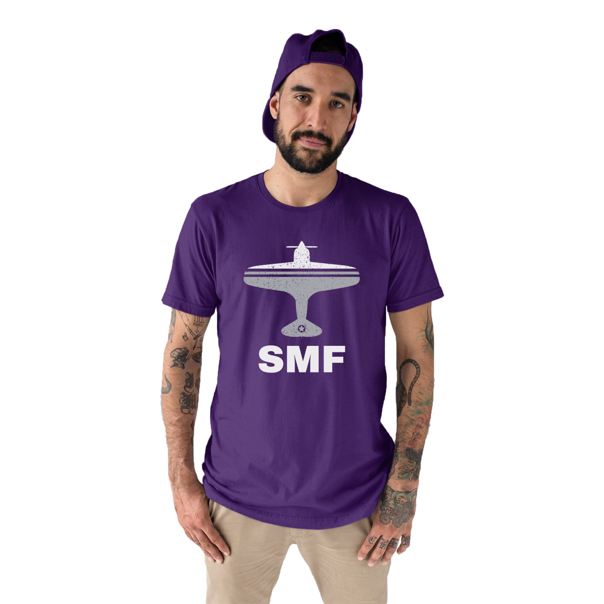 Fly Sacrameto SMF Airport Men's T-shirt | Purple