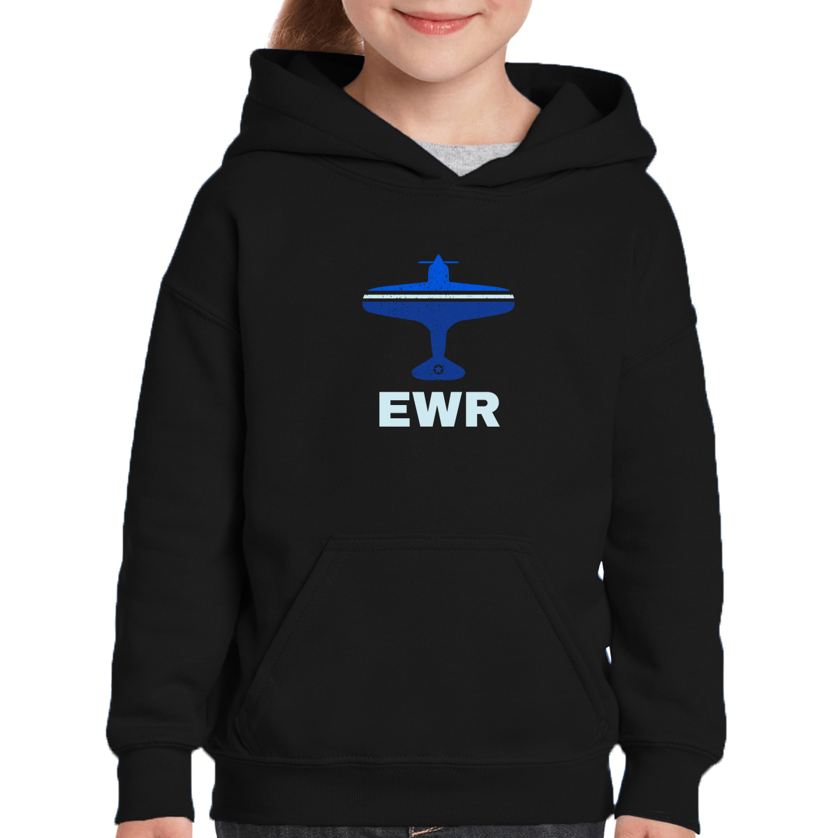 Fly Newark EWR Airport  Kids Hoodie | Black