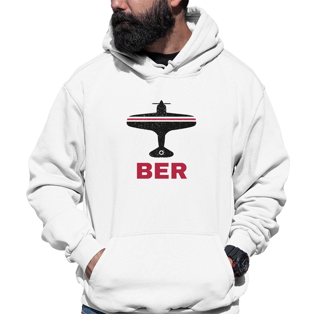 Fly Berlin BER Airport Unisex Hoodie | White