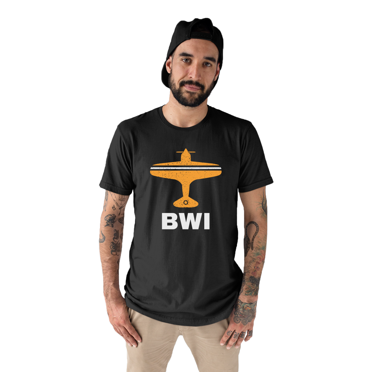 Fly Baltimore BWI Airport Men's T-shirt | Black