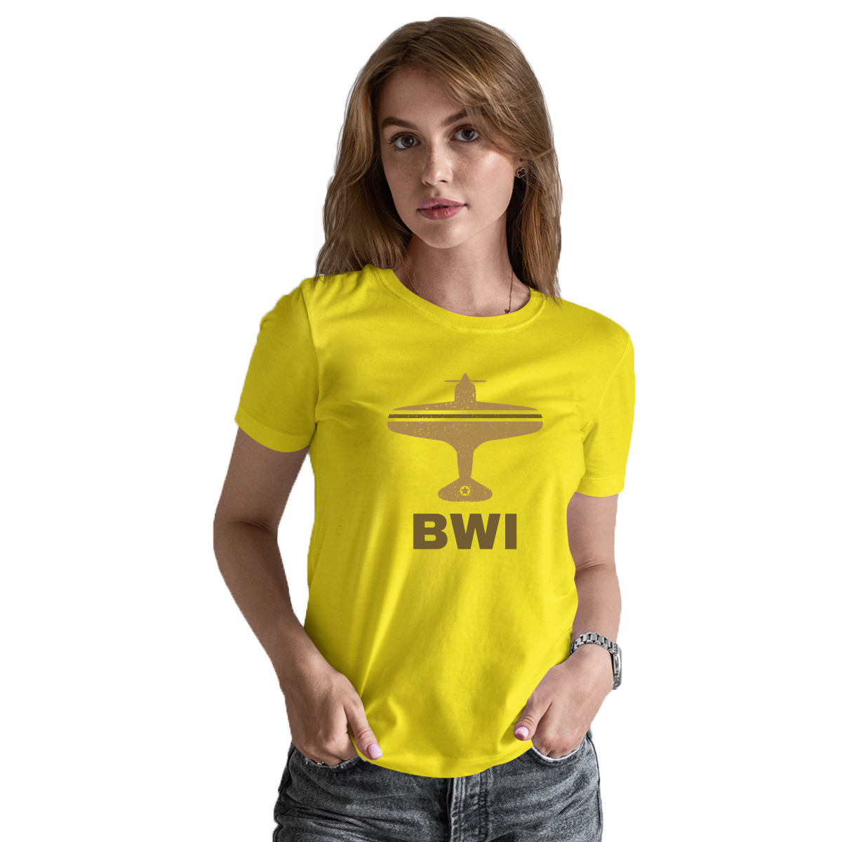 Fly Baltimore BWI Airport Women's T-shirt | Yellow