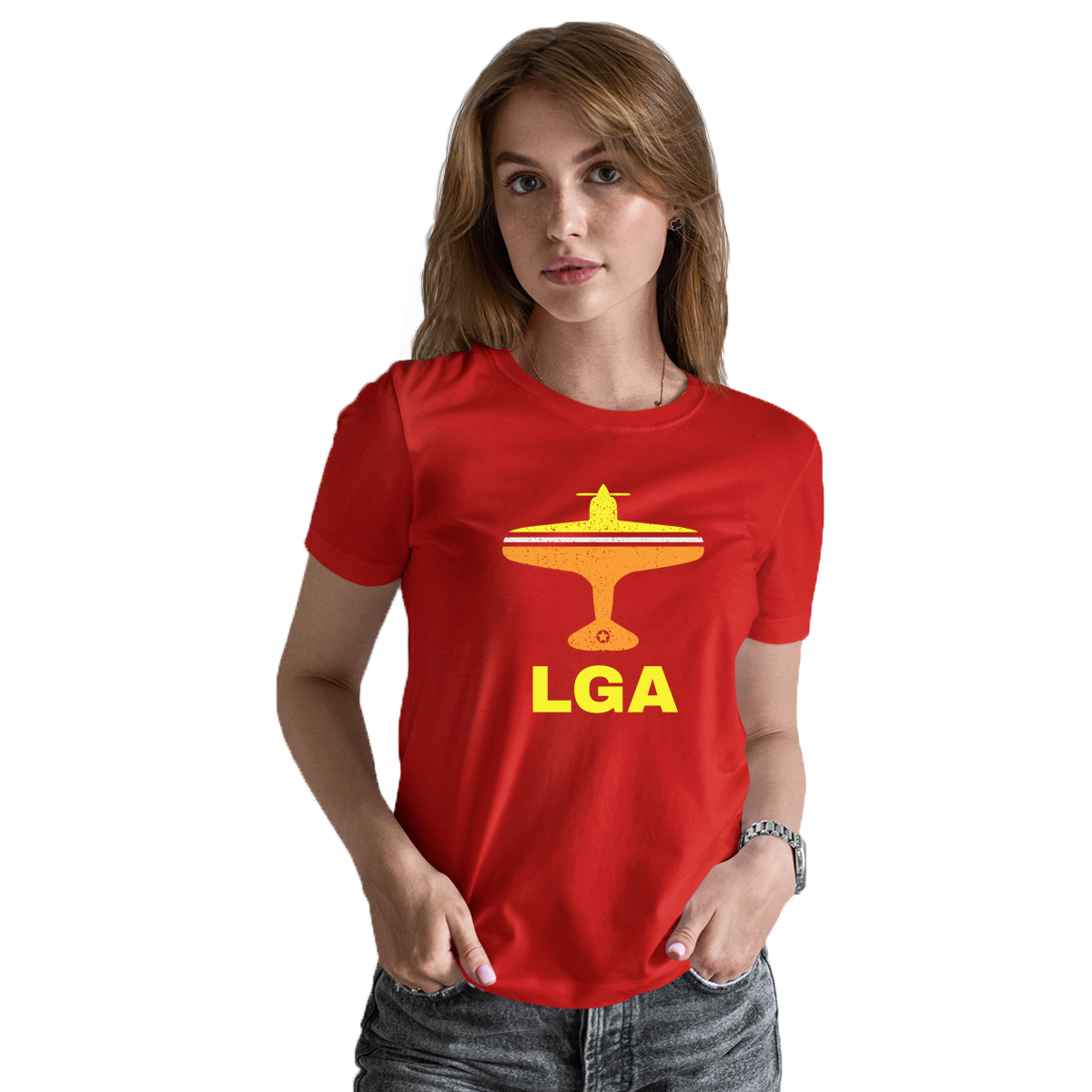 Fly New York LGA Airport Women's T-shirt | Red