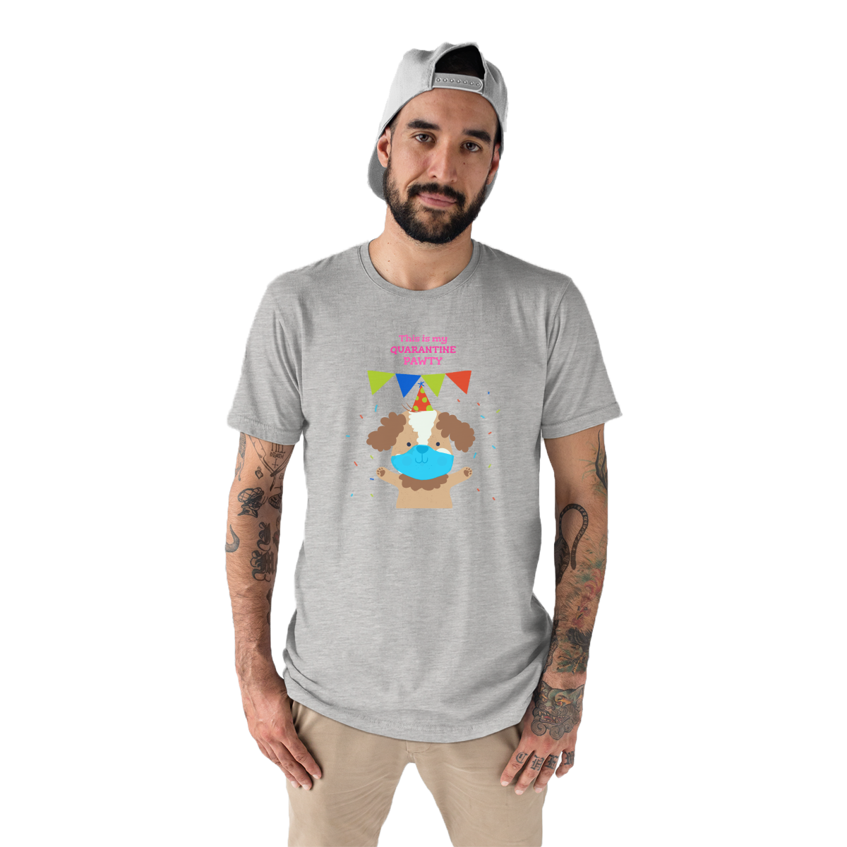 This is my quarantine pawty  Men's T-shirt | Gray