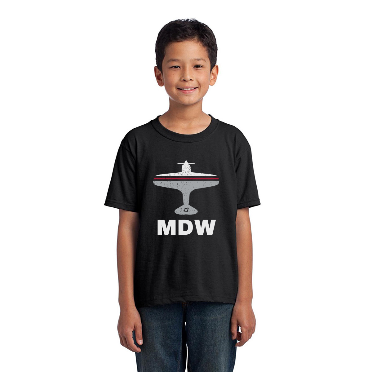 Fly Chicago MDW Airport Kids T-shirt | Black