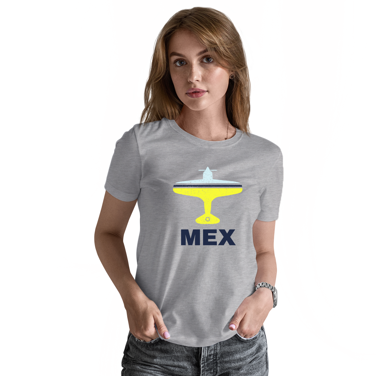 Fly Mexico City MEX Airport  Women's T-shirt | Gray