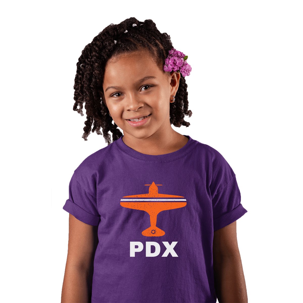 Fly Portland PDX Airport  Kids T-shirt | Purple