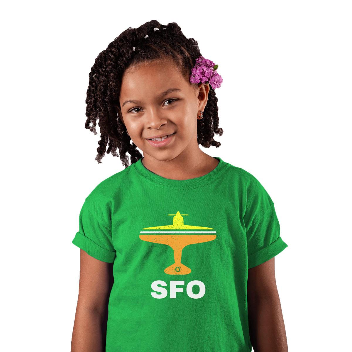 Fly San Francisco SFO Airport Kids T-shirt | Green