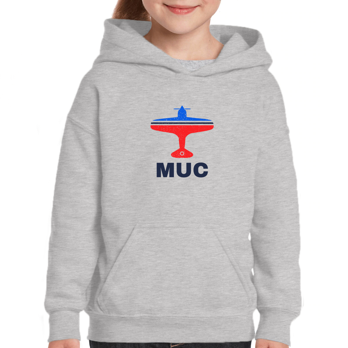 Fly Munich MUC Airport Kids Hoodie | Gray