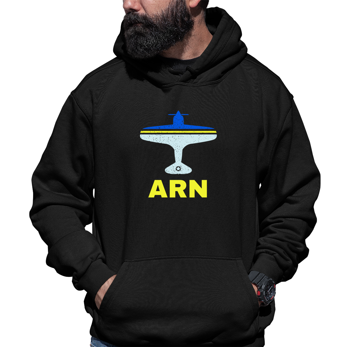 Fly Stockholm ARN Airport  Unisex Hoodie | Black