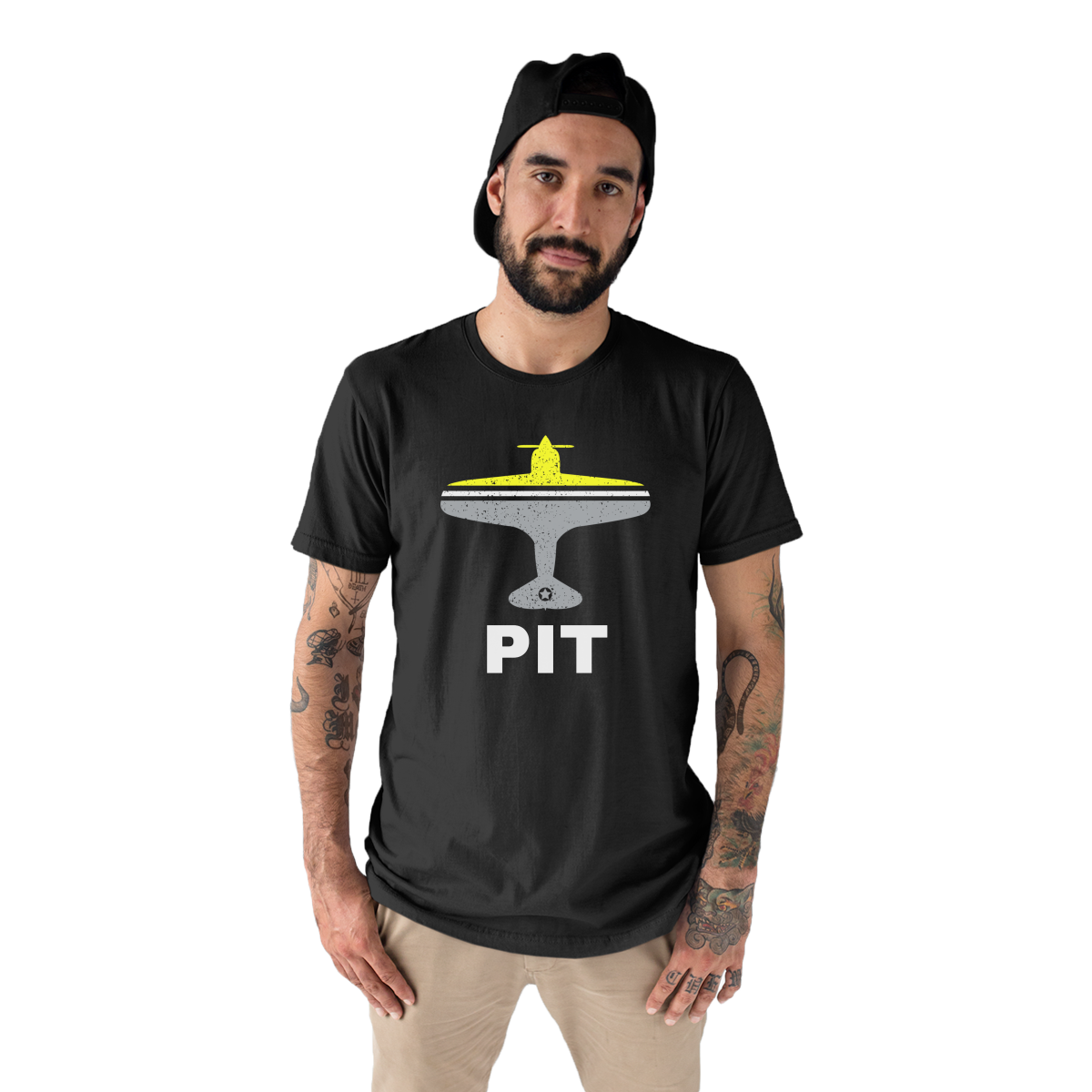 Fly Pittsburgh PIT Airport Men's T-shirt | Black