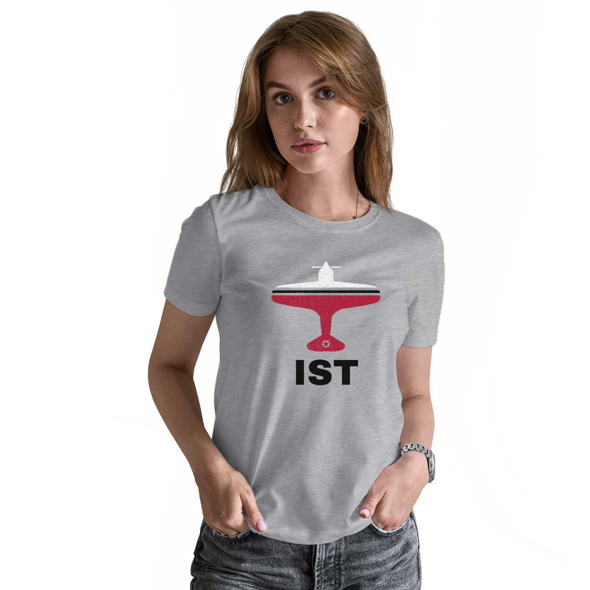 Fly Istanbul IST Airport Women's T-shirt | Gray