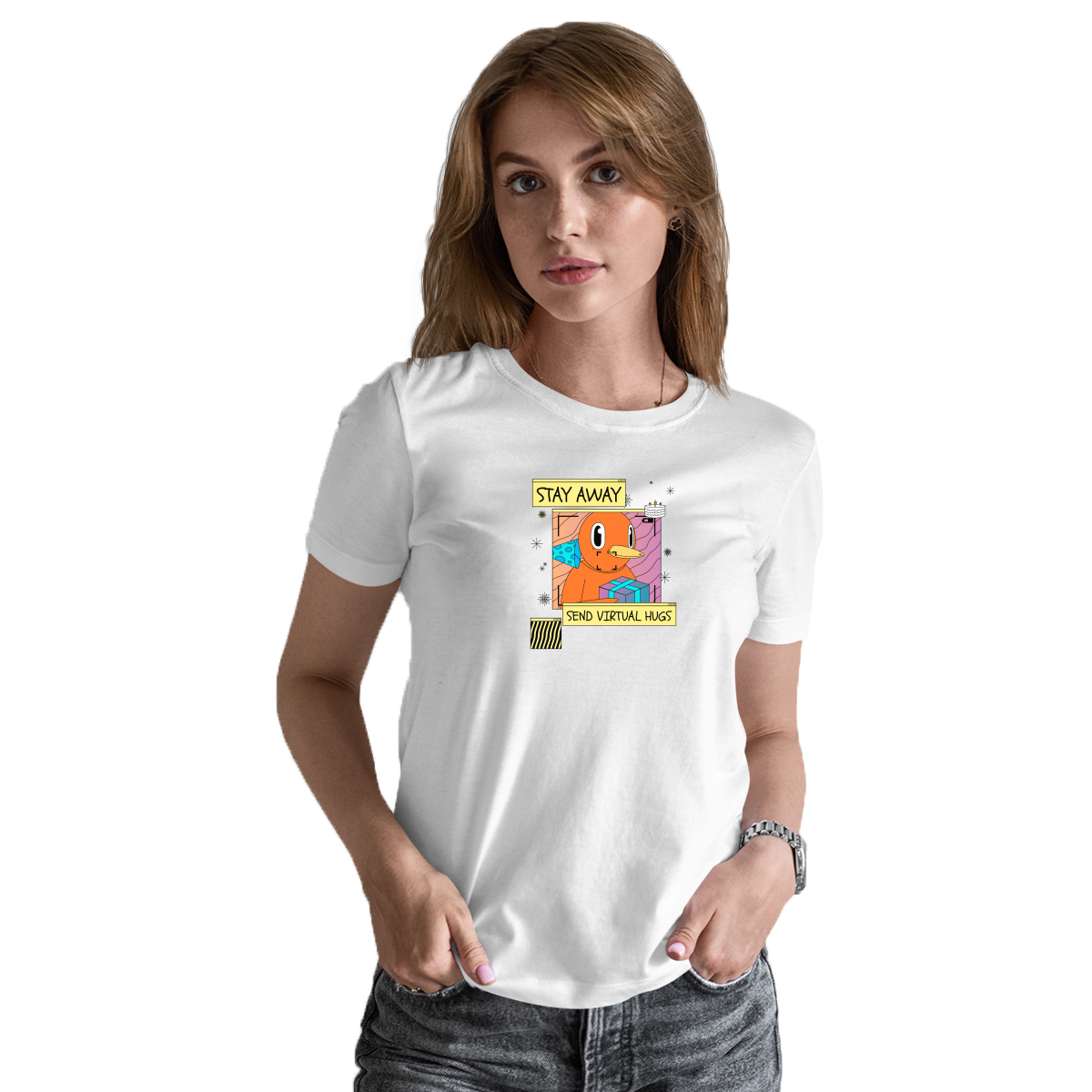 Stay Away Send Virtual Hugs Women's T-shirt | White