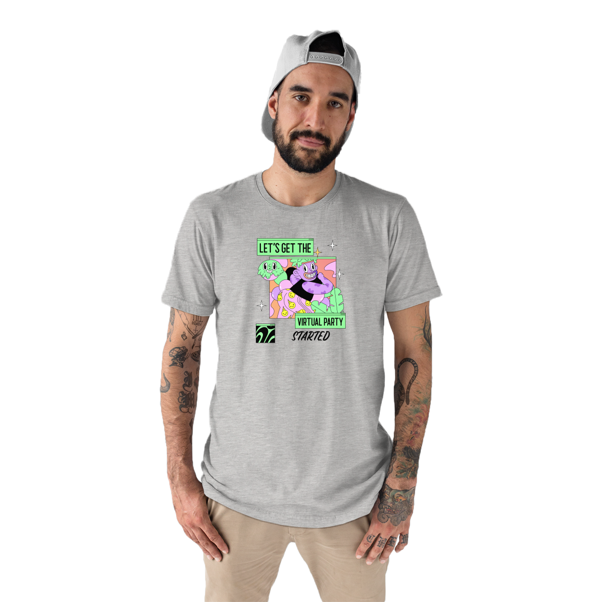 Let's get the virtual party started Men's T-shirt | Gray