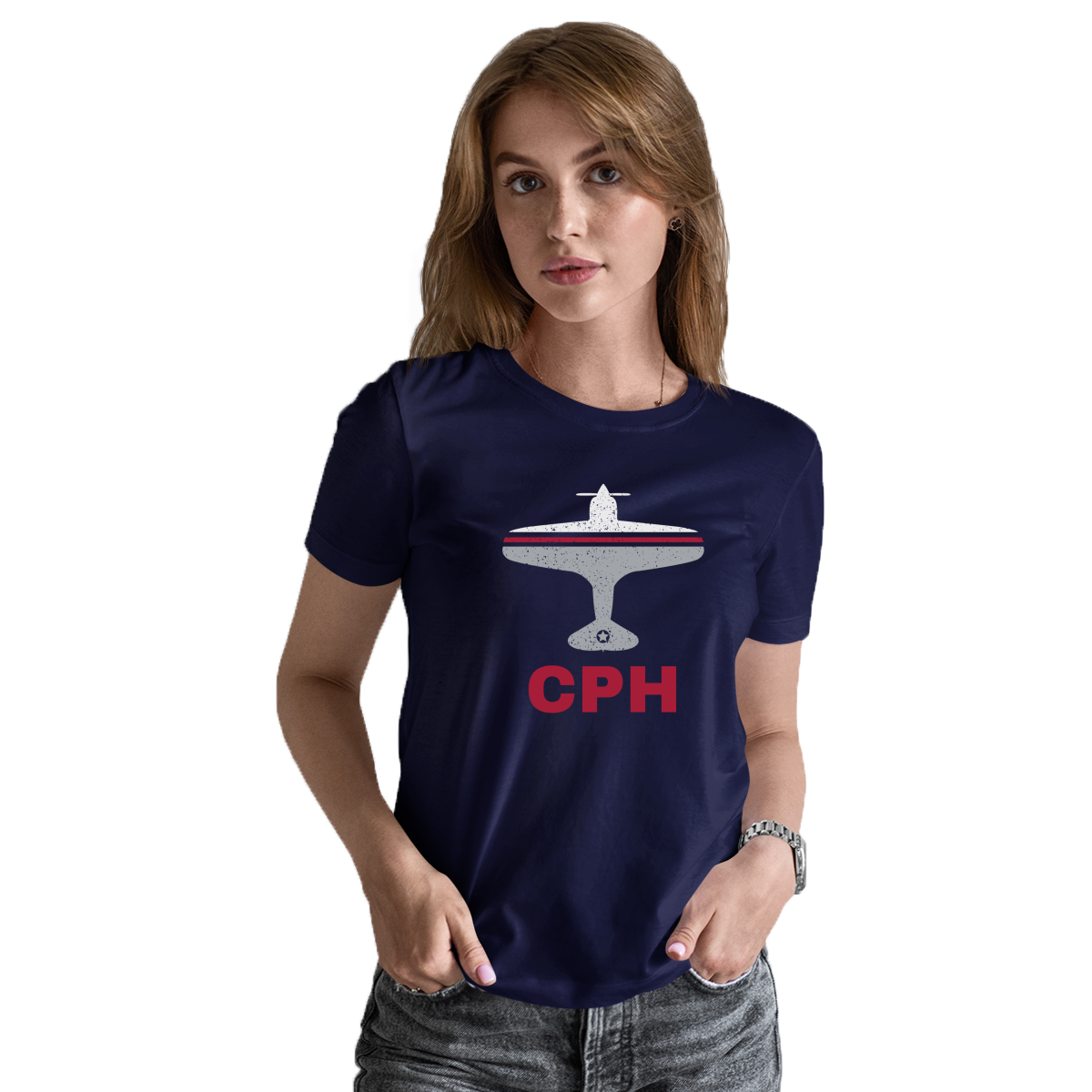 Fly Copenhagen CPH Airport Women's T-shirt | Navy