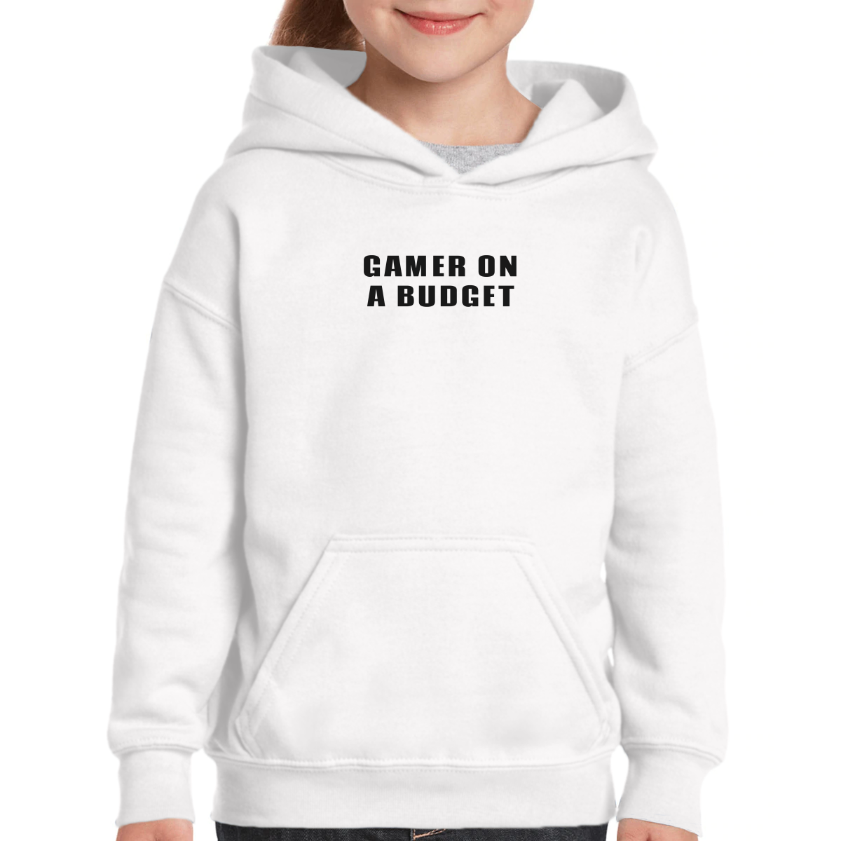 Gamer On A Budget Kids Hoodie | White