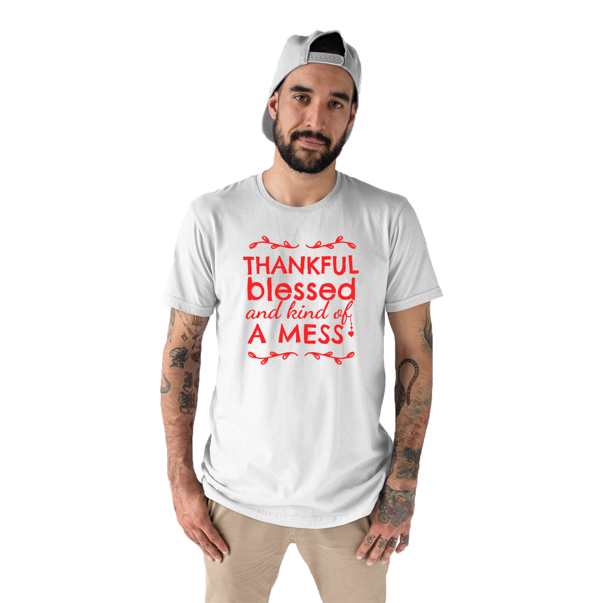 Thankful, Blessed and Kind of a Mess Men's T-shirt | White