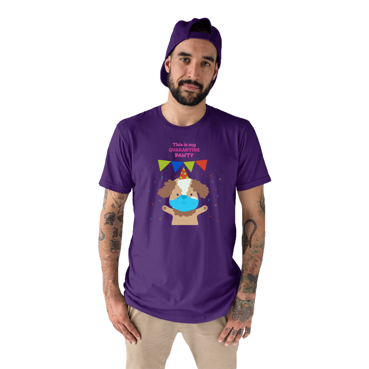 This is my quarantine pawty  Men's T-shirt | Purple