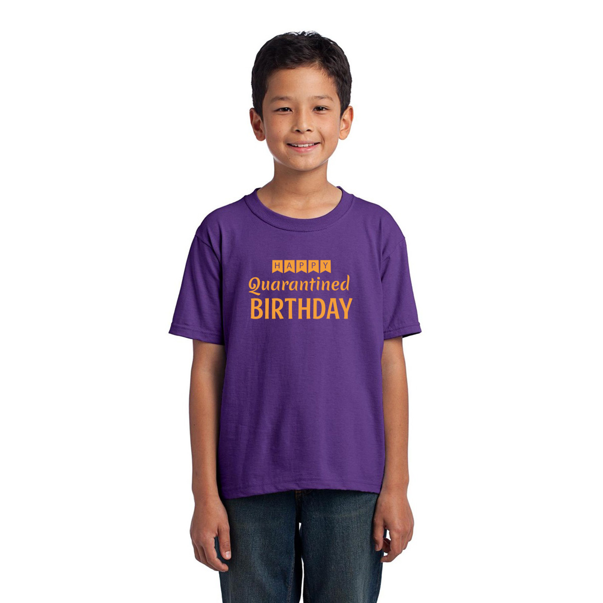 Happy Quarantined Birthday Kids T-shirt | Purple