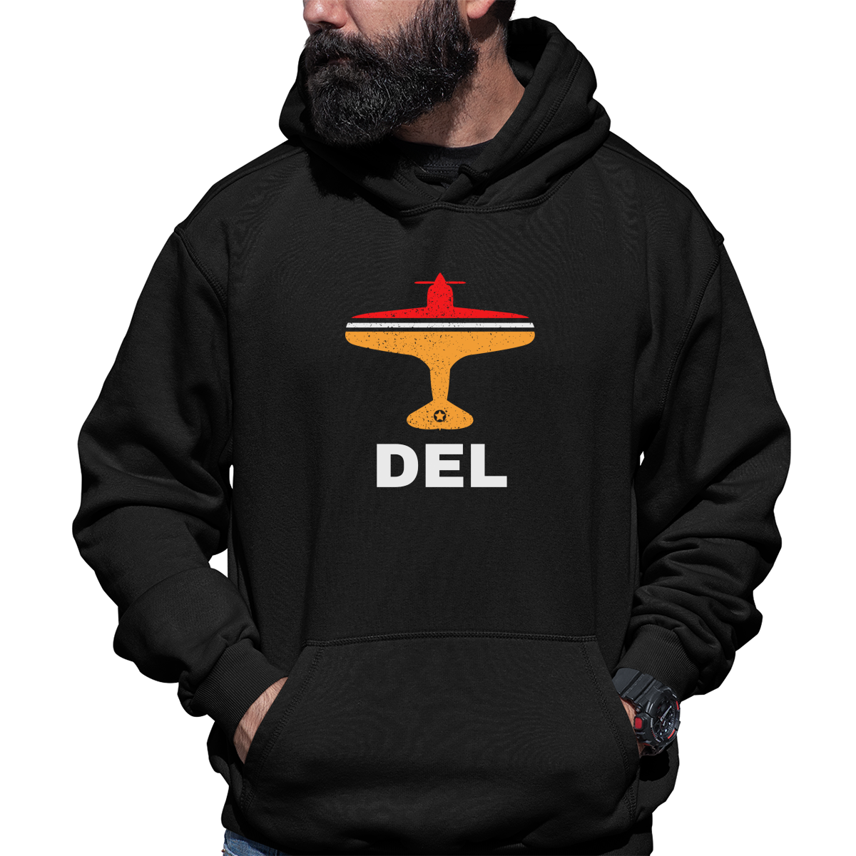 Fly Delhi DEL Airport Unisex Hoodie | Black