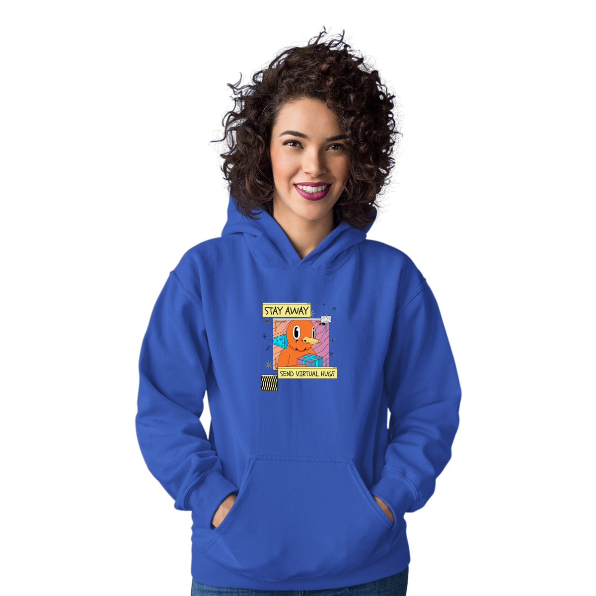 Stay Away Send Virtual Hugs Unisex Hoodie | Blue