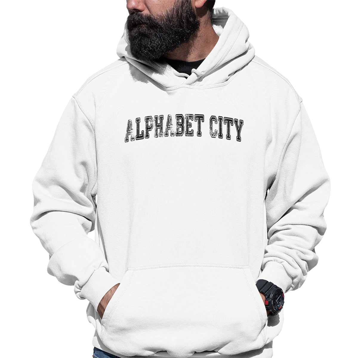 Alphabet City Represent Unisex Hoodie | White